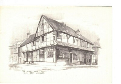 MIDHURST, SUSSEX - DER VERBREITETE ADLER HOTEL ZEICHNUNG POSTKARTE