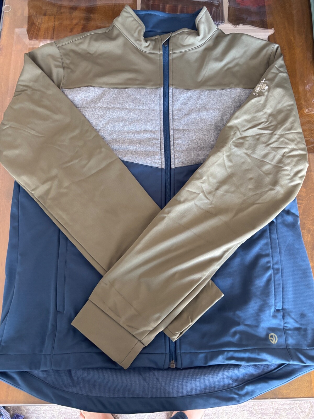 Men's NWT Straight Down Jacket XL Green Navy Gray M19