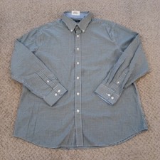 Nautica Shirt Mens XL Blue Green Plaid Long Sleeve Button Down Cotton