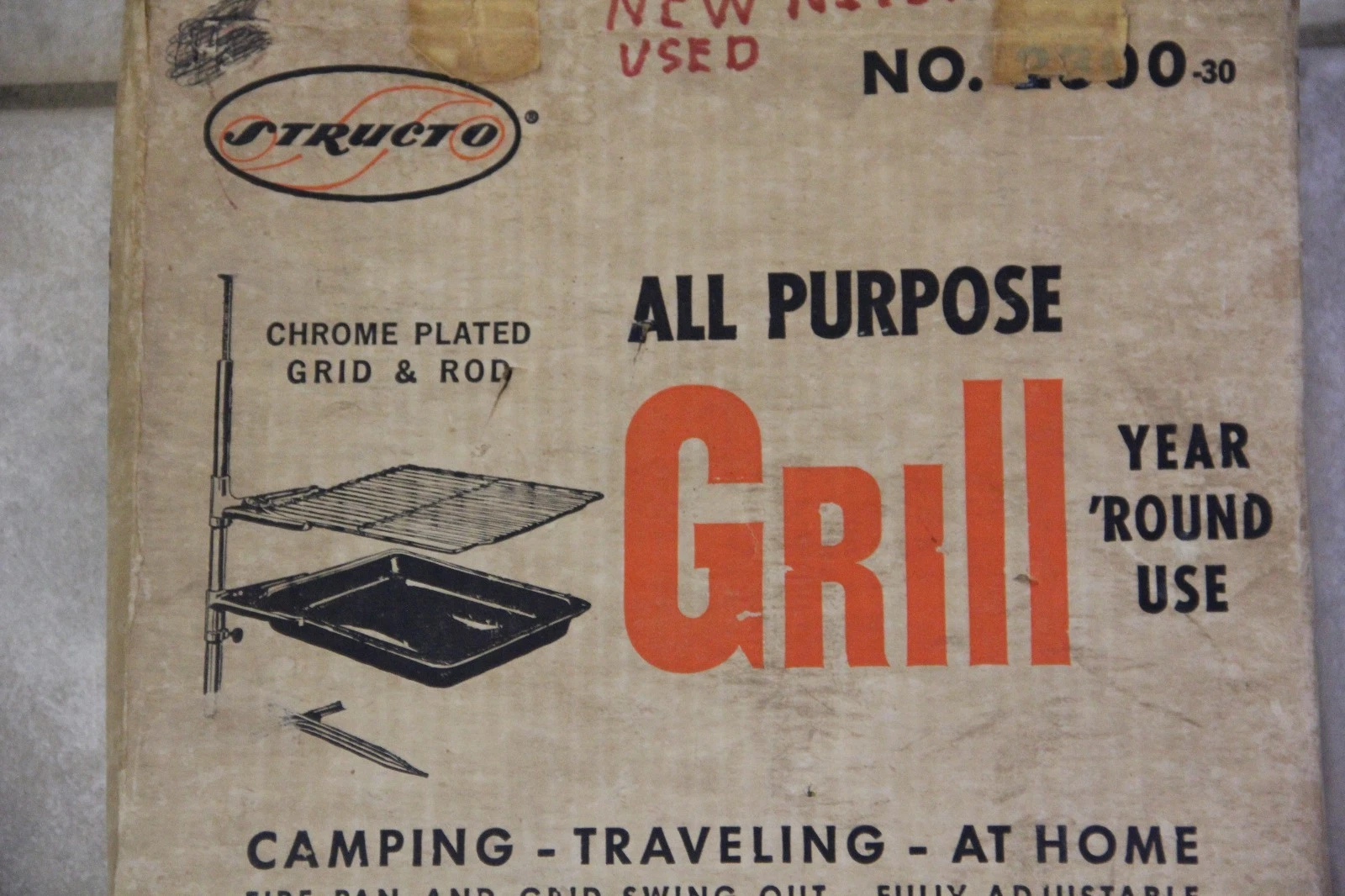 Vintage Mid Century Structo #2300 All Purpose Bar-B-Q Grill camping MIB ********