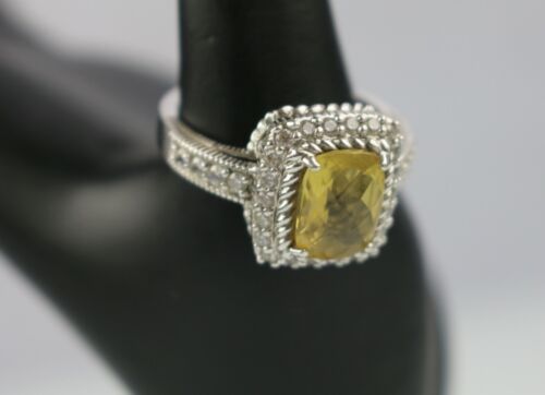 Judith Ripka Sterling Silver 925 Canary Cystal & Diamonique CZ Ring Size 11 - Picture 2 of 11