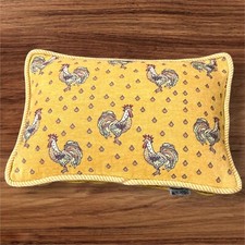 Jacquard Woven Rooster Accent Pillow Braided Trim Gold Country Chic Farm 10x15