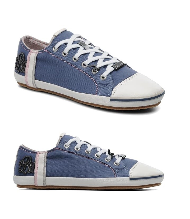 Replay Women's Bridgette Blue Canvas Trainers Pumps Size UK5