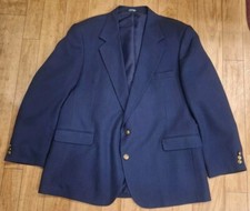 Vtg Haggar Gentleman's Fit Suit Jacket Blazer Blue Sz 48 Decorative Buttons READ