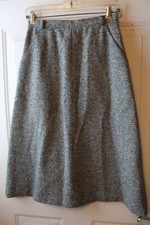 VTG JOHN MEYER GREEN TWEED WOOL BLEND A LINE MIDI SKIRT TAG 8 / 26" WAIST