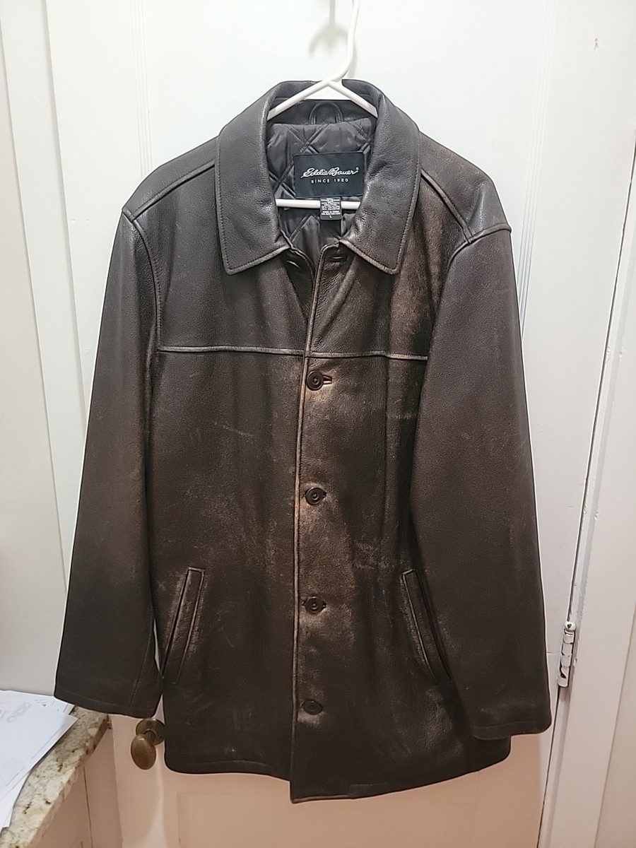 Vintage Eddie Bauer Buffalo Leather Mens Size L Large Brown