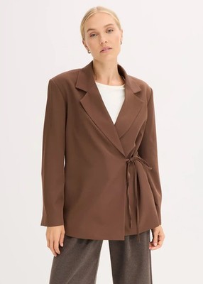 Freemans Übergröße Detail Krawatte Blazer IN Brauner Übergröße UK 18 (ccn205)