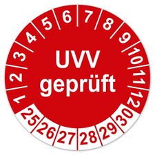 Prüfplakette UVV geprüft Jahresplakette 2025-2030 Etketten Aufkleber Rot LTD020