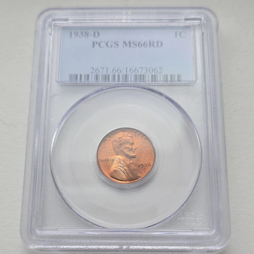 1938 Lincoln Wheat Small Cent PCGS MS66 RD Denver Uncirculated