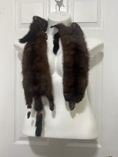 Vintage Dark Brown Three Pelt Mink Fur Fulled Bodied Stole Shoulder Wrap 48