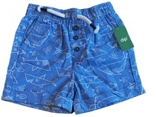Baby Boy Shark Swim Shorts 12-18M Blue NWT Beach Pull On Cotton