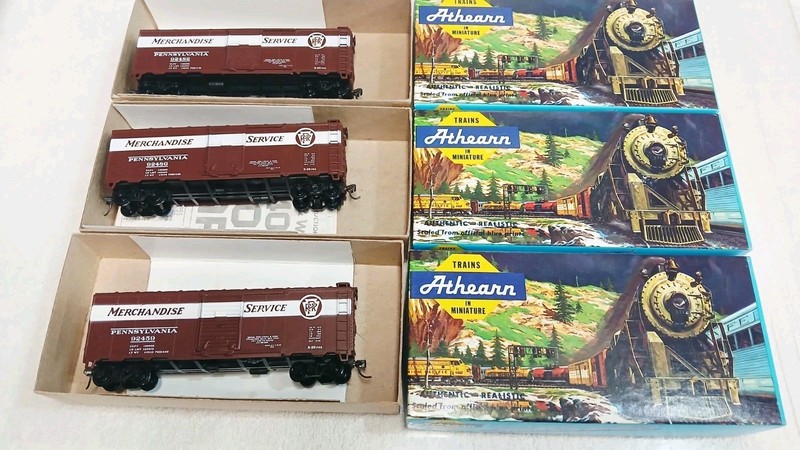 HO SCALE ATHEARN BEV-BEL PENNSYLVANIA 'MERCHANT'S SERVICE' 40'FT BOX CAR LOT 3