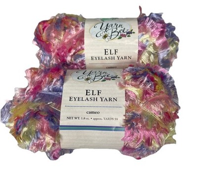 Yarn Bee Elf Eyelash Yarn 1.8oz 59 Yards Each Cameo Multicolor Lot Of 2 Skeins