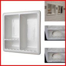 USA Made Ceramic Recessed Shower Niche 3 Compartment Shampoo Shelf Holder 3C