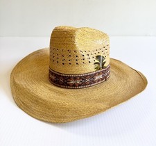 Vintage Texas Hats Straw Cowboy Hat Rodeo Southwestern Style Band Size 7