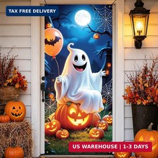 Halloween Decor Door Cover for Front Door Banner Wall Backdrop