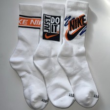 NIKE DRI-FIT 3 PAIR EVERYDAY PLUS CUSHIONED CREW WHITE LARGE