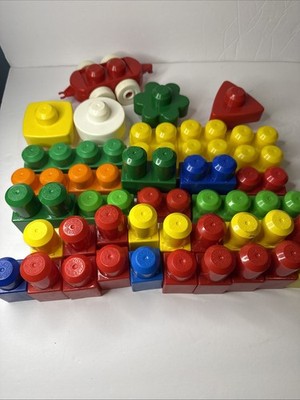 Vintage 1980's Mega Bloks Ritvik First Builders Lot of 38 Pieces Blocks Playset