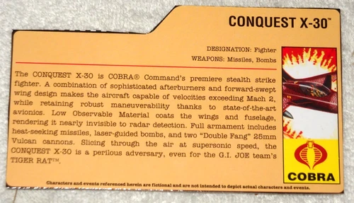 2009 Cobra Python Conquest X-30 - GI Joe file card (modern)