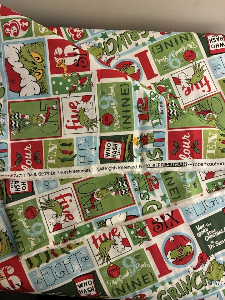 12 Días de Tela Grinchmas Grinch Navidad Cheater Patchwork por Kaufman por PORTY Foto 4 de 4