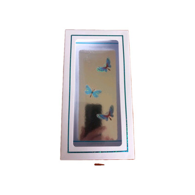 Handgefertigte 3D, Thinking Of You Schmetterlinge auf Silber Metallic, Karte + Box.(no373)