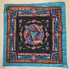 Vintage Wamcraft Southwestern Native Aztec Bandana Scarf  21” Made In USA