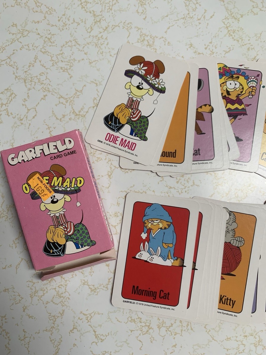 Vintage Garfield 1978 Old Maid Odie Maid Card Game Pink Packaging
