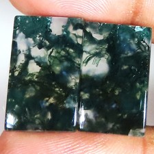 NATURAL MOSS AGATE PAIR 24.15 Carat. 12x20x04 mm CUSHION SHAPE LOOSE GEMSTONE