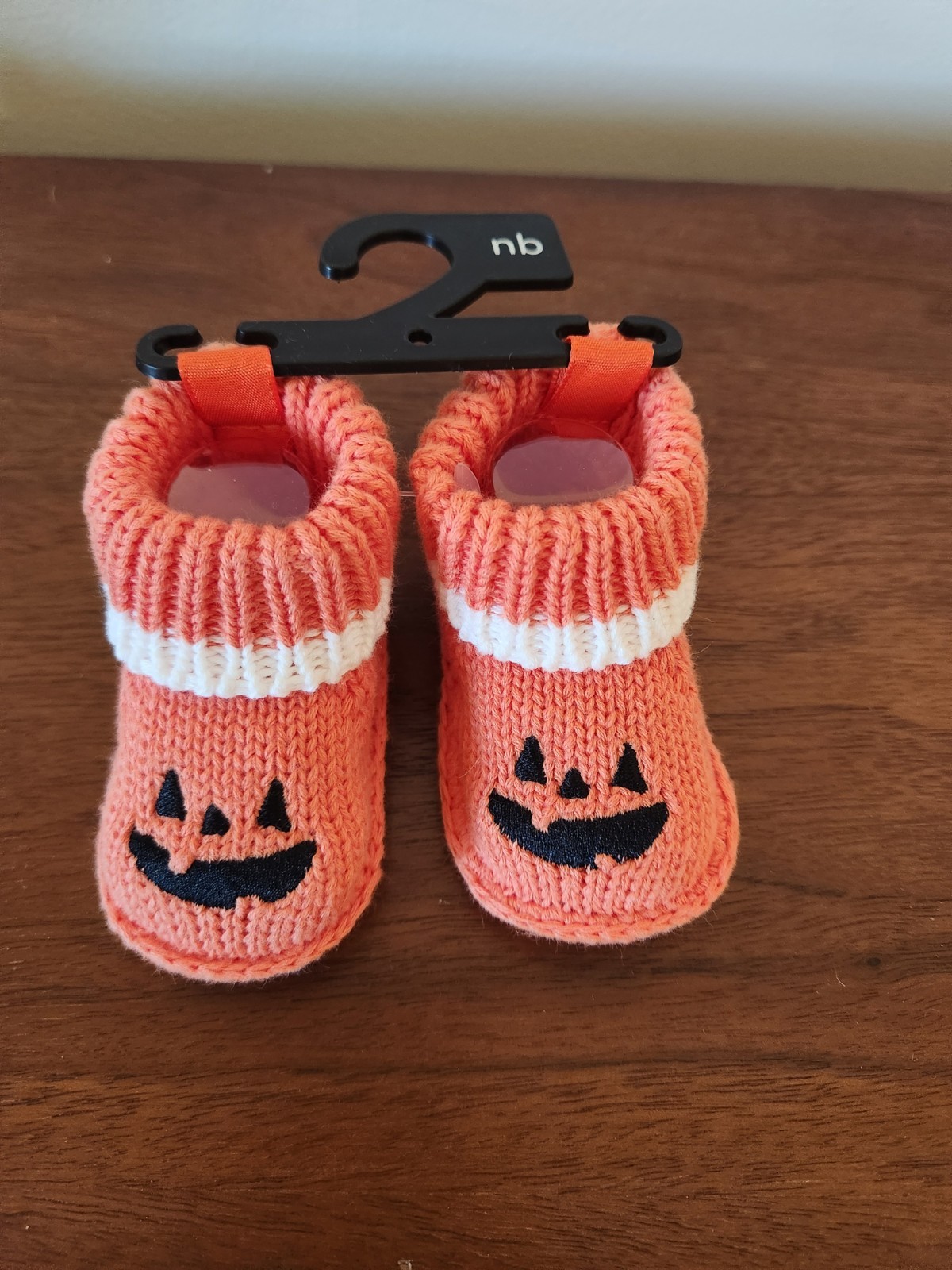 Baby Halloween Crochet Booties New Born Orange Jack O Lantern