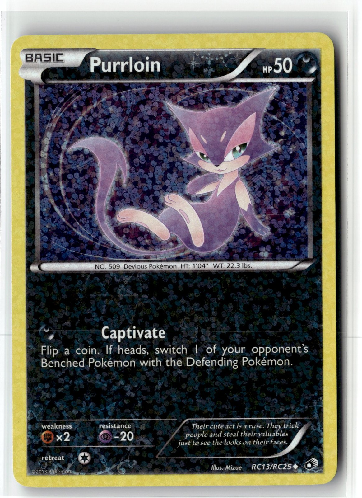Purrloin ⭐️ RC13 Holo Uncommon Legendary Treasures 2013 Pokemon NM