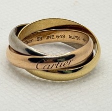Cartier 18k Ring Trinity Classic Triple Bands 750 3-Color Gold Size 53 Or 6.75