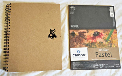 Set of 2 drawing pads: Mi-Teintes Pastel & Black Bee Recycled Sketch Pad--9x12''