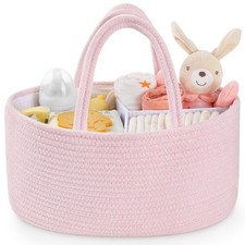 Baby Diaper Caddy Organizer, Cotton Rope Diaper Caddy Basket, Large Storage B...
