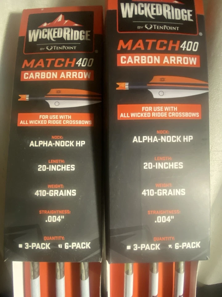 Flechas de carbono Wicked Ridge Match 400 Alpha-Nock, 20 pulgadas, ¡¡paquete de 6 X2!! (12 flechas) Foto 4 de 4