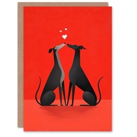 Greyhound Dog Kiss Animals In Love Illustration Valentine's Day Card