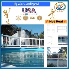 White Above Ground Pool Fence Kit A - UV-Protected Vinyl, 8 Sections, Easy In...