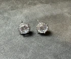 2.14g Vintage 925 Sterling Silver Halo CZ Stud Earrings Round Brilliant Cut