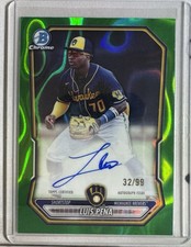 2026 Bowman Chrome Prospect Luis Pena Green Lava Refractor /99 #CPA-LP Brewers