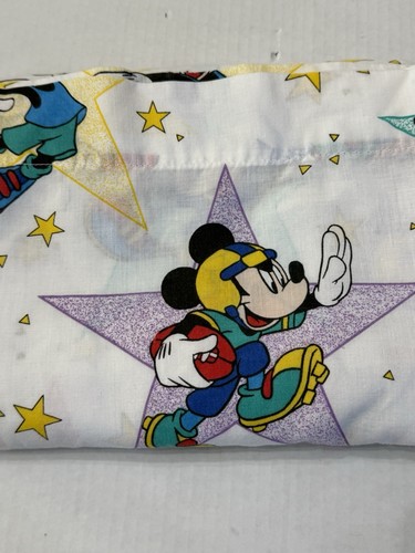 VTG Dundee All Star Mickey Mouse Sports Toddler Bed Fitted & Flat Sheet Set USA - Afbeelding 5 van 7