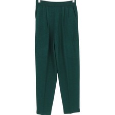 St John Collection Marie Gray Forest Green Santana Knit Pleated Pants Womens 4