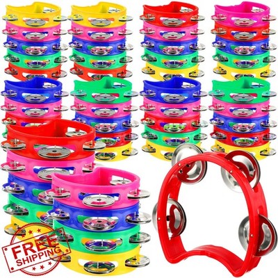 Yunsailing 50pc Tambourine Bulk Kids Adults 4 Bells Colored