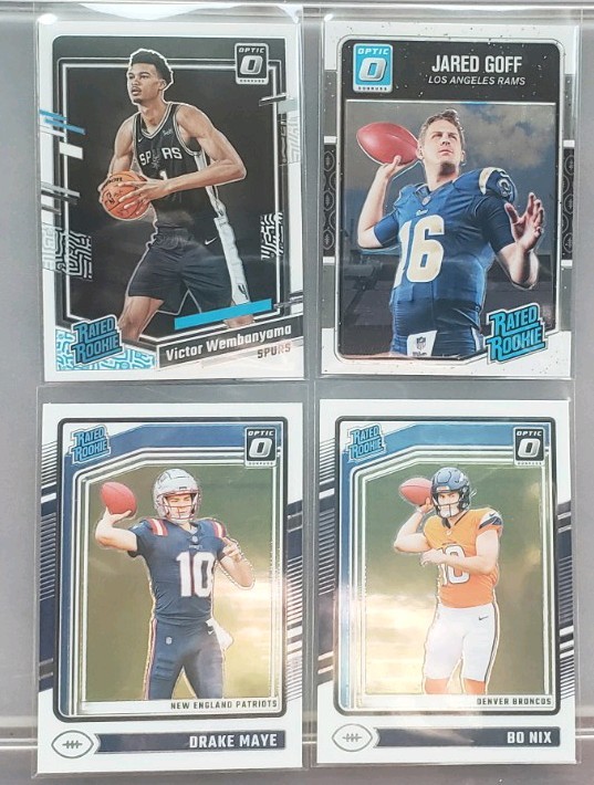 Optic Rookie Lot Victor Wembanyama, Jared Goff, Bo Nix, Drake Maye