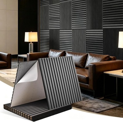Self-Adhesive Acoustic Foam Panels 4-Pack   24x24'' Black Soundproof Wall Panels