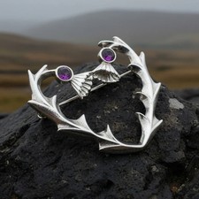 Thistle Pin Scotland Scottish Ladies Pewter Celtic Brooch Gift
