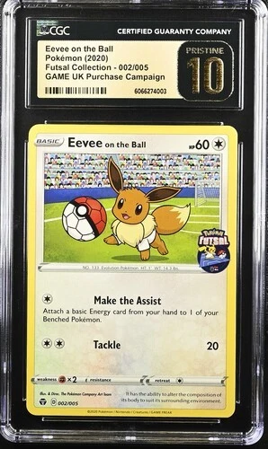 CGC 10 PRISTINE Eevee On The Ball 002/005 Promo Futsal Pokemon 2020