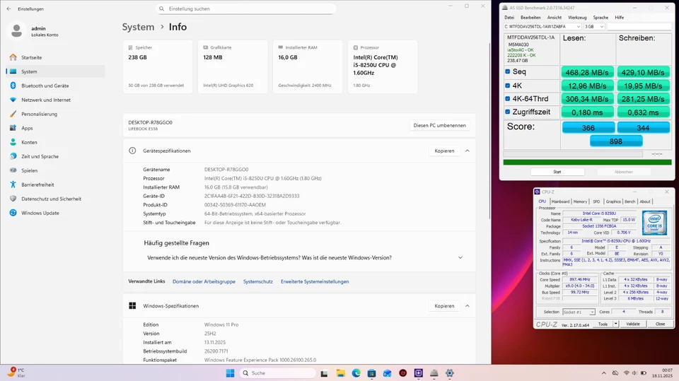 Fujitsu Lifebook E558 Notebook 15,6" Core i5 8250U 16GB RAM 256GB SSD W11 Pro - Bild 3 von 3