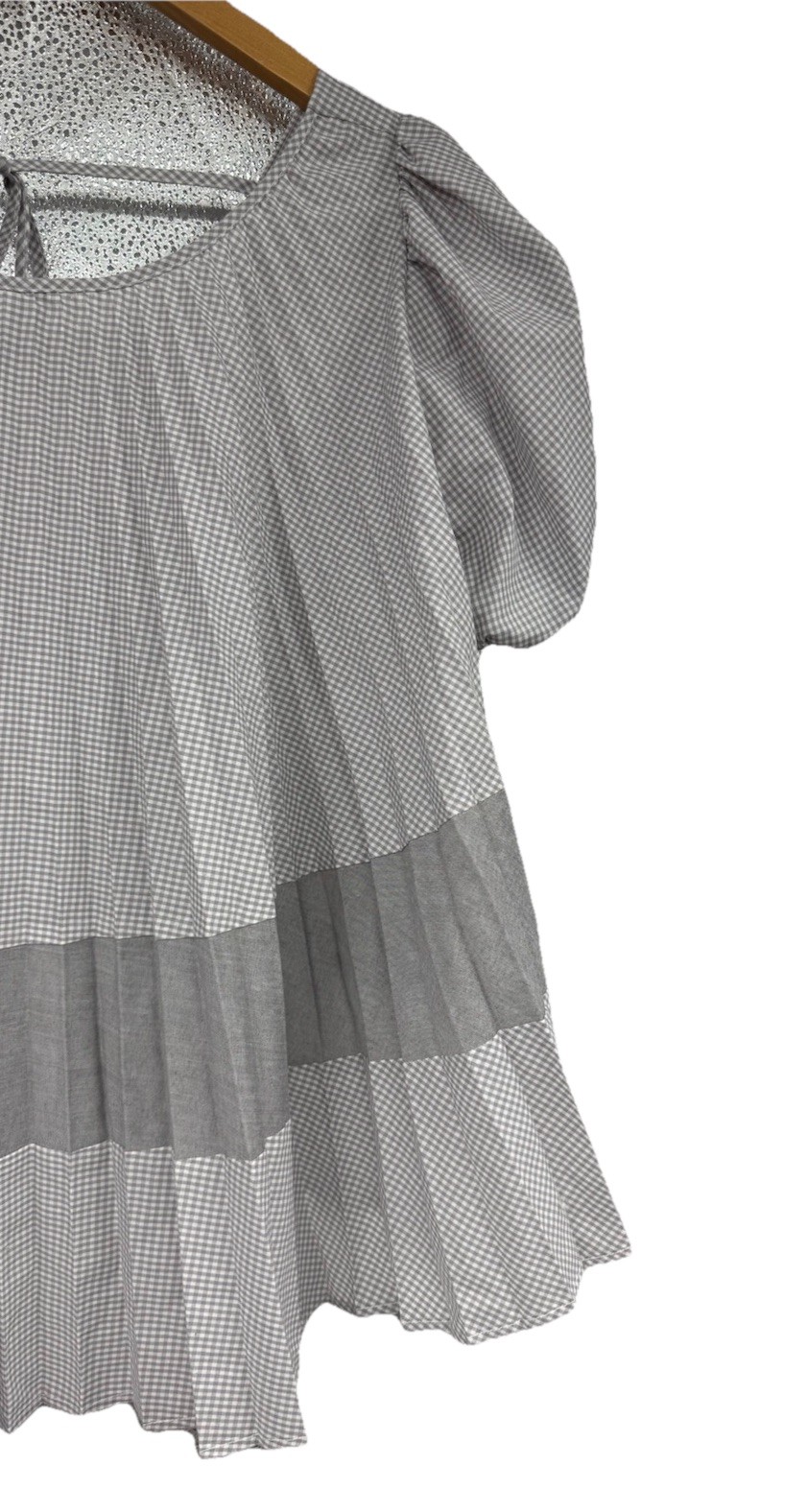 Manila Grace Patchwork Gingham Pleated Babydoll T… - image 2