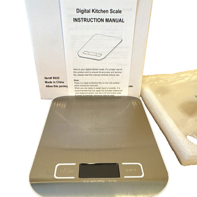 Digital Kitchen Scale Stainless Steel Battery Powered Auto Shut Off Silver 8620