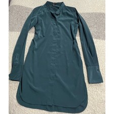 Kenneth Cole New York Women's Size XS Long Sleeve Button Down Shirt Dress Green