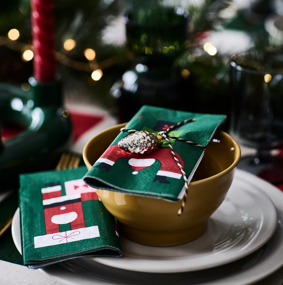Confezione da 30 tovaglioli di carta IKEA VINTERFINT, motivo Babbo Natale ver... - Immagine 2 di 2